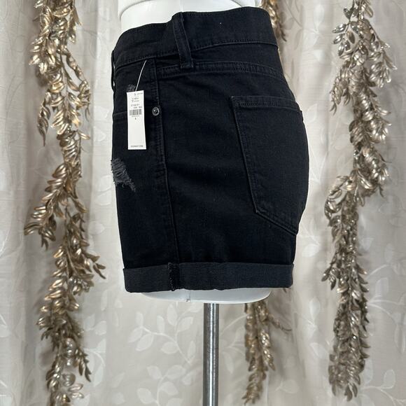 Old Navy Women's Size 6 Black Jack Boyfriend Shorts Distressed Cuffed Hem Summer - Picture 6 of 13